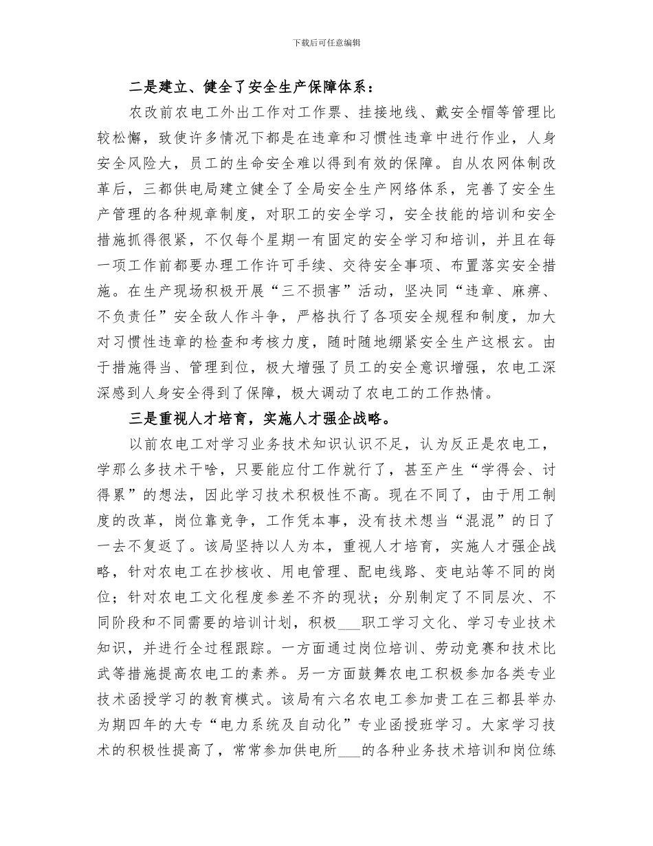 2024年电力供电企业农电工工作总结_第2页