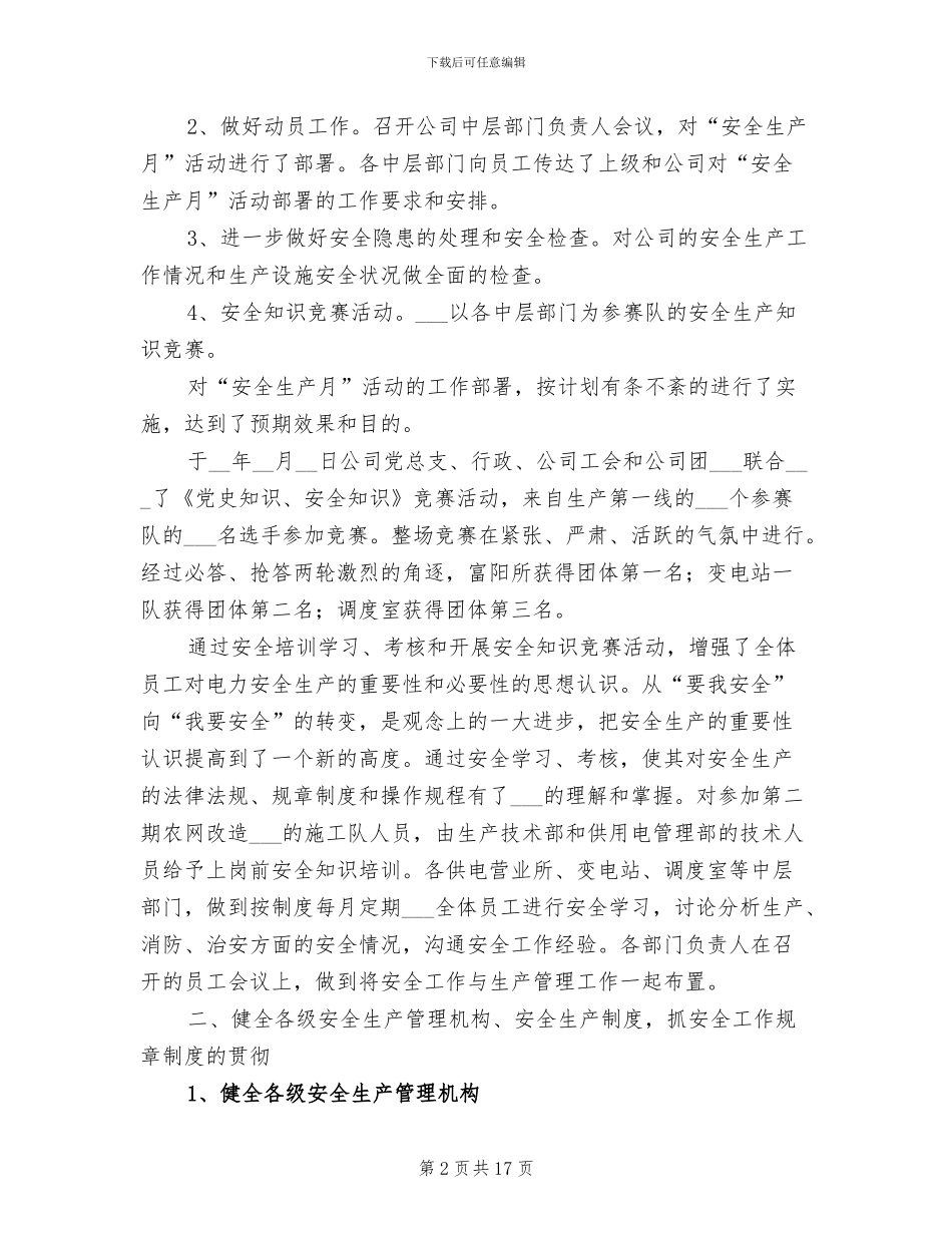 2024年电力公司安全工作总结_第2页