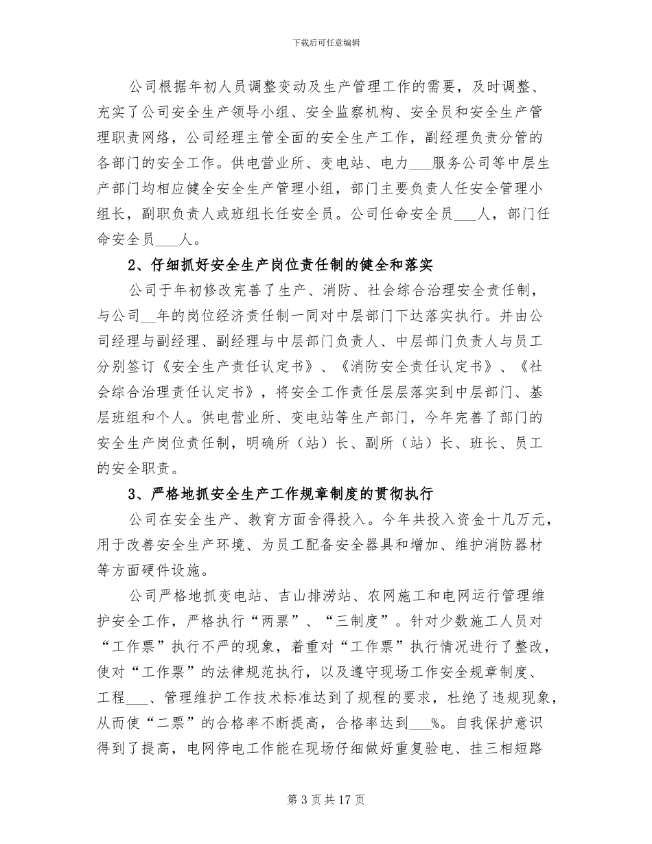 2024年电力公司安全工作总结_第3页