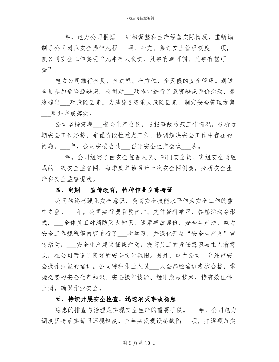 2024年电力公司年度安全工作总结_第2页