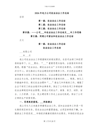 2024年电力公司依法治企工作总结