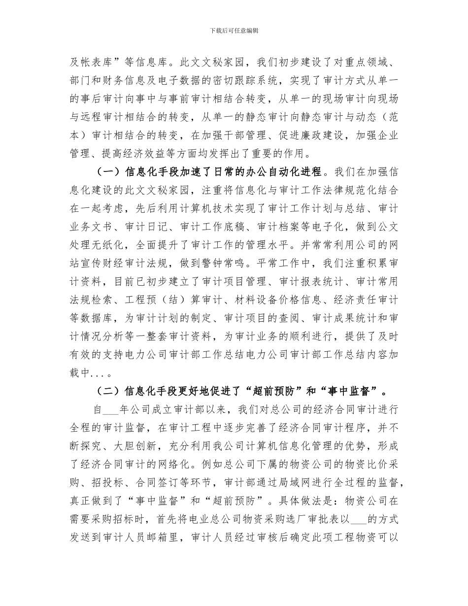 2024年电力公司审计部工作总结范本_第3页