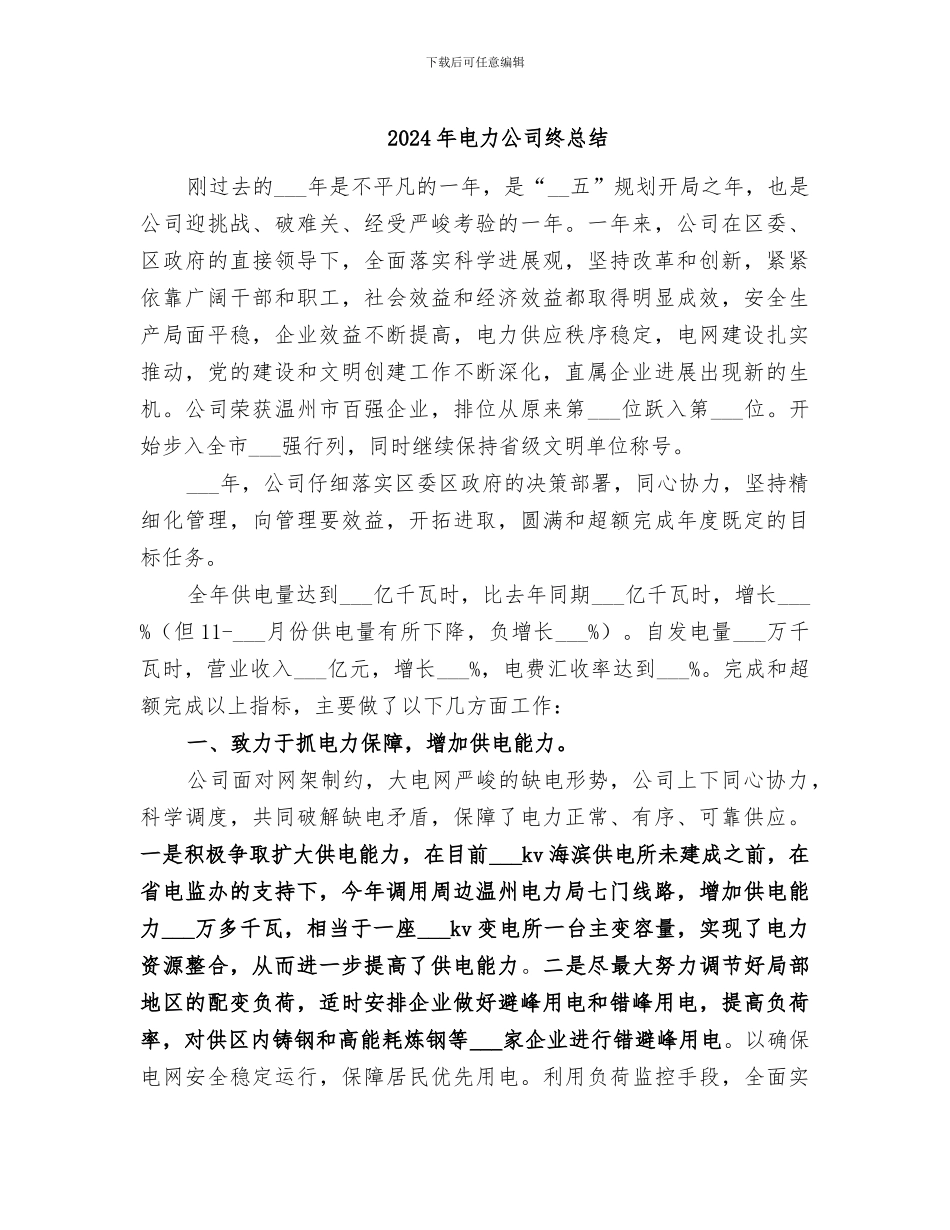 2024年电力公司终总结_第1页