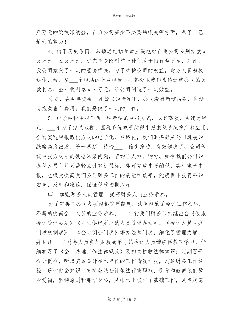 2024年电力公司财务主任总结_第2页