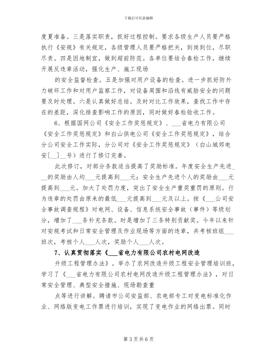 2024年电力分公司上半年安全工作总结_第3页