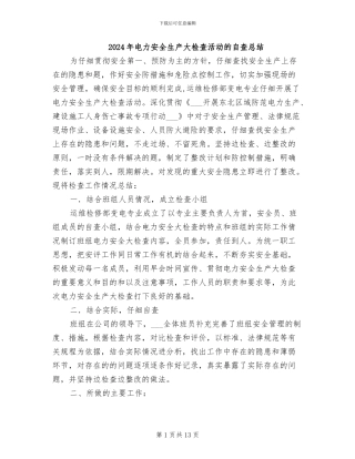 2024年电力安全生产大检查活动的自查总结