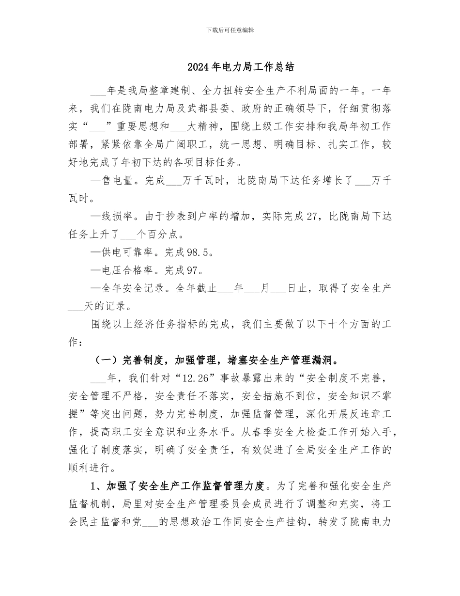 2024年电力局工作总结_第1页
