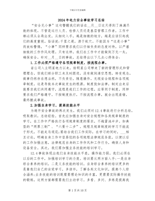 2024年电力安全事故学习总结