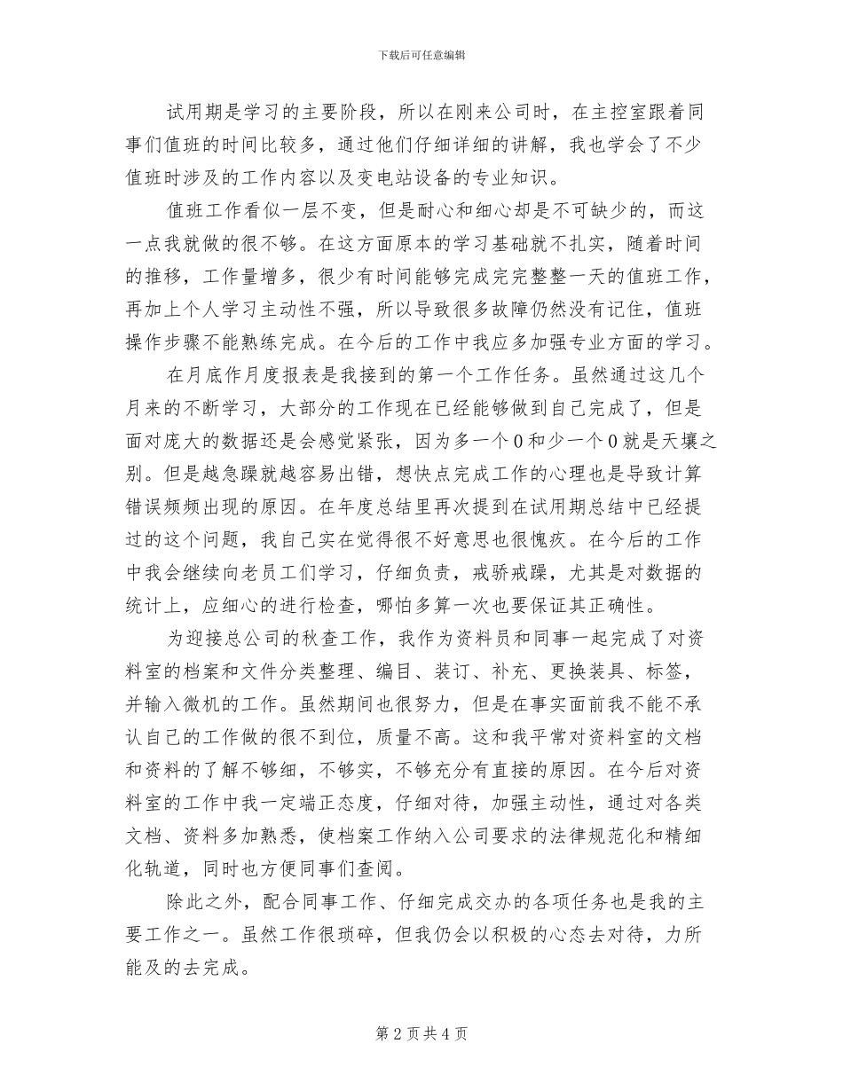 2024年电力工程师试用期工作总结_第2页