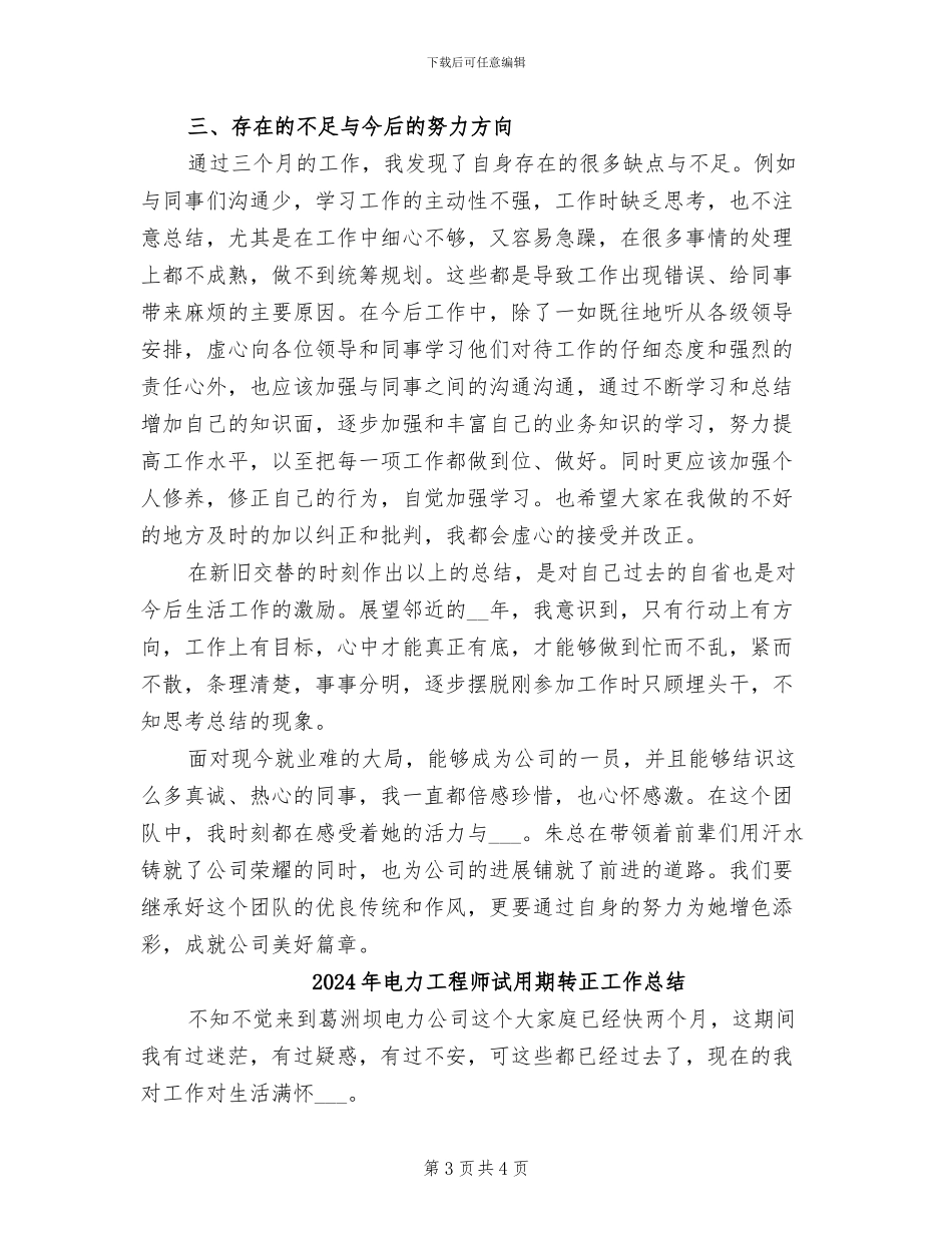 2024年电力工程师试用期工作总结_第3页