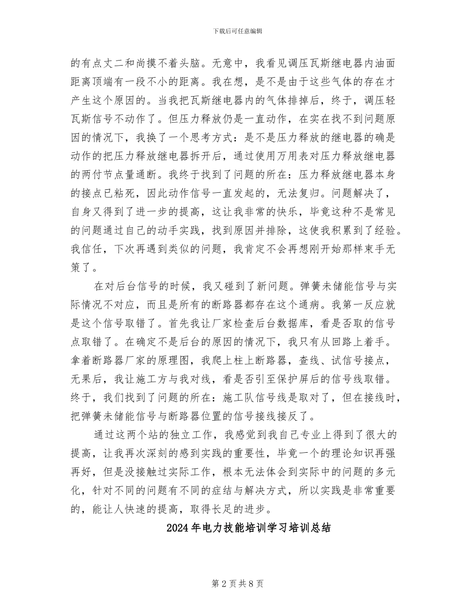 2024年电力技术负责人工作总结范文_第2页
