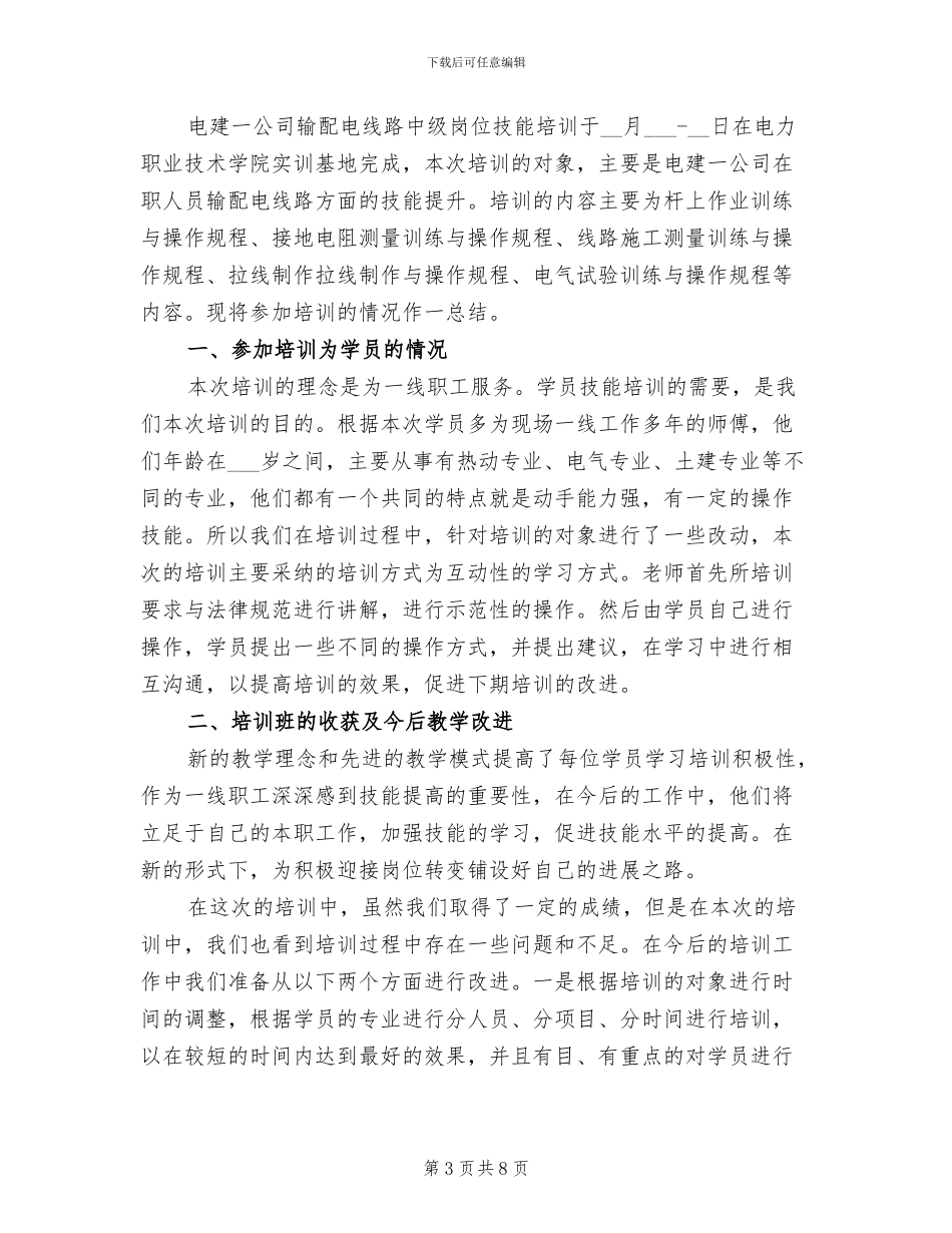 2024年电力技术负责人工作总结范文_第3页