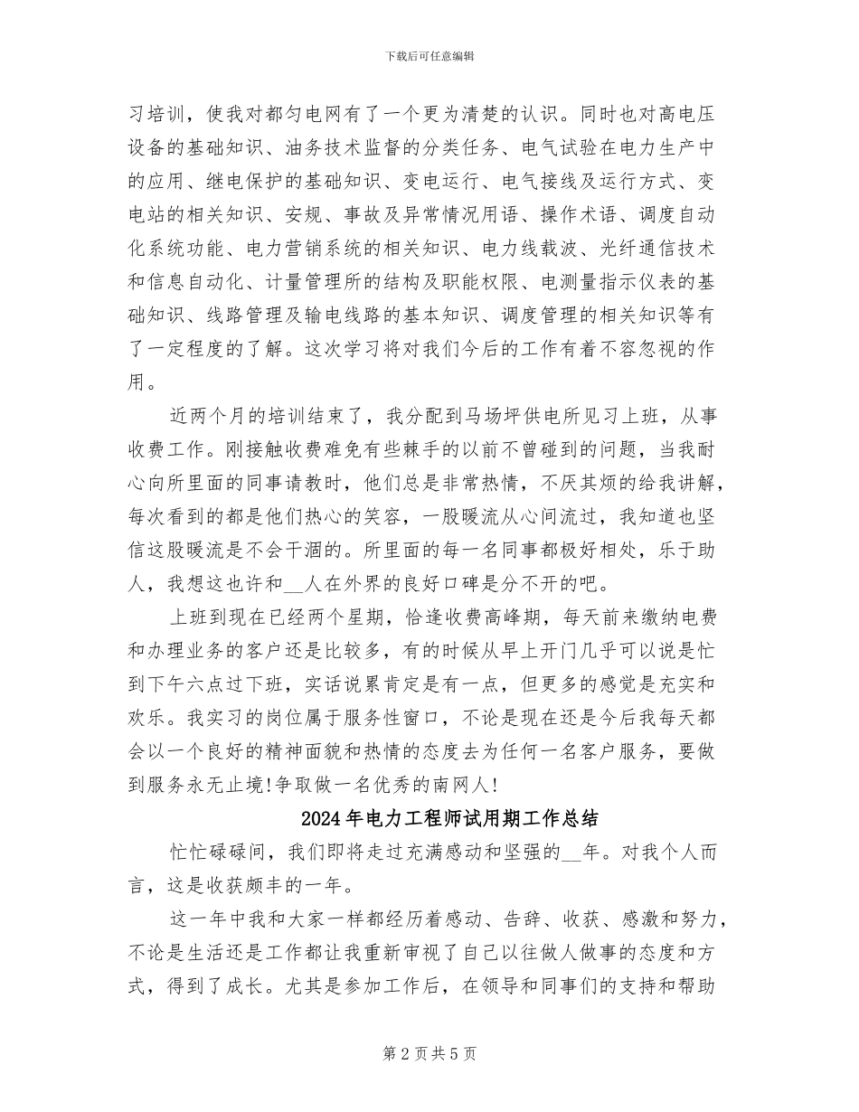 2024年电力工程师工作总结_第2页