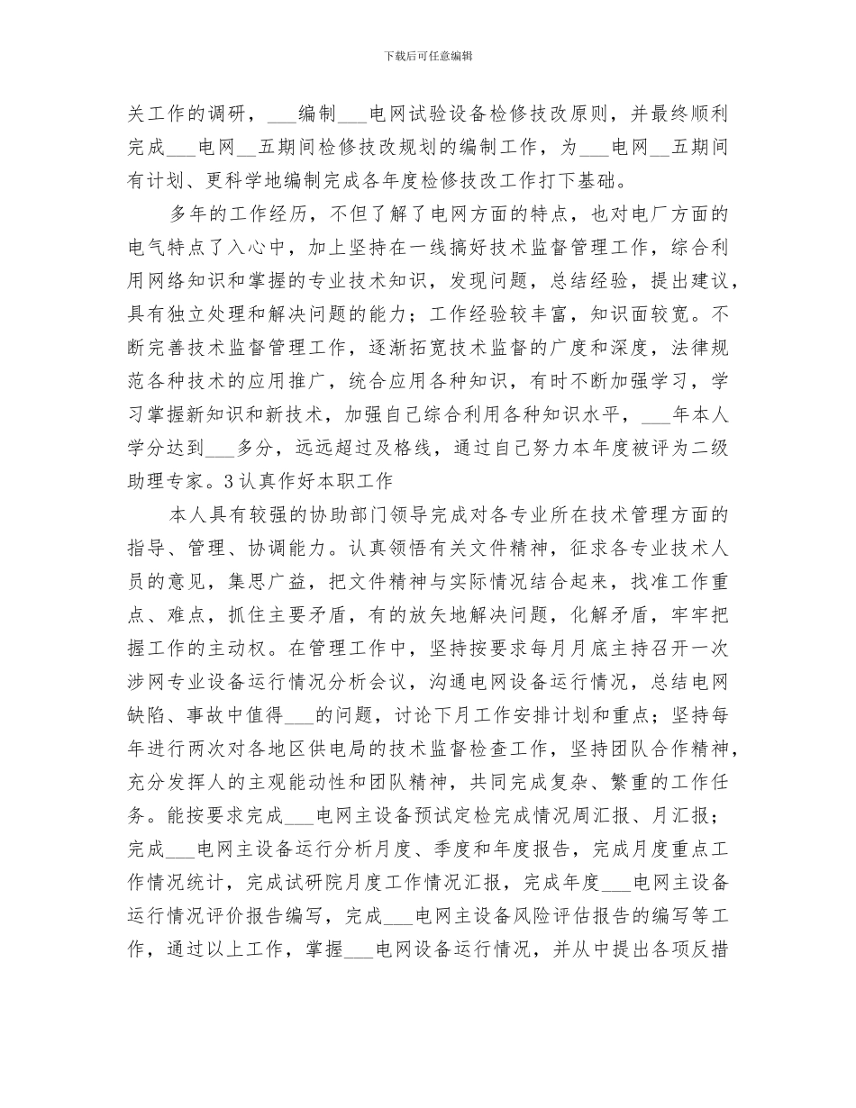 2024年电力行业个人工作总结范本_第2页