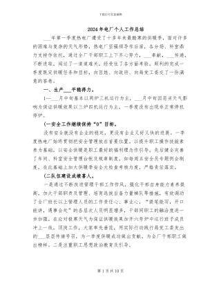2024年电厂个人工作总结