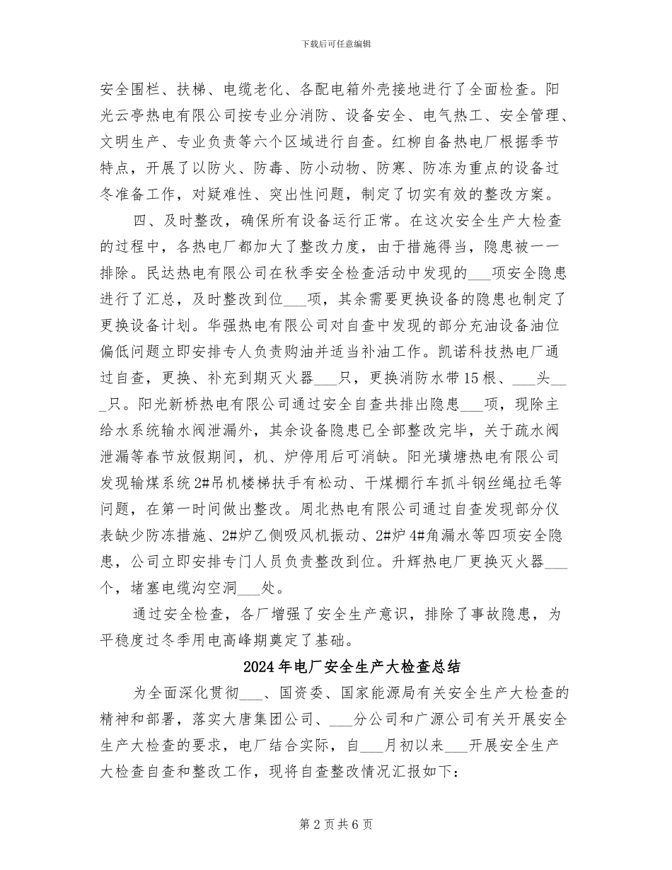 2024年电厂安全生产大检查工作总结_第2页