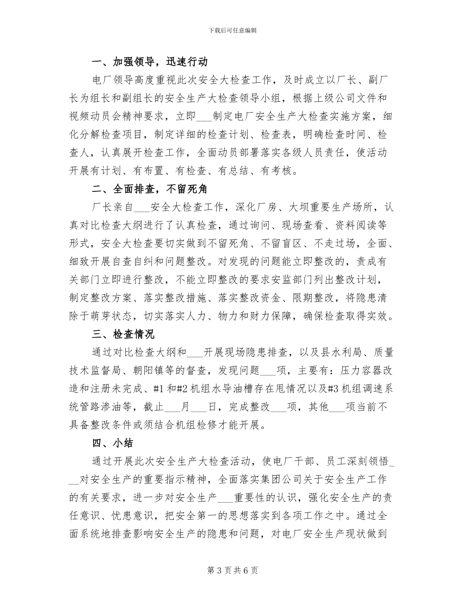 2024年电厂安全生产大检查工作总结_第3页