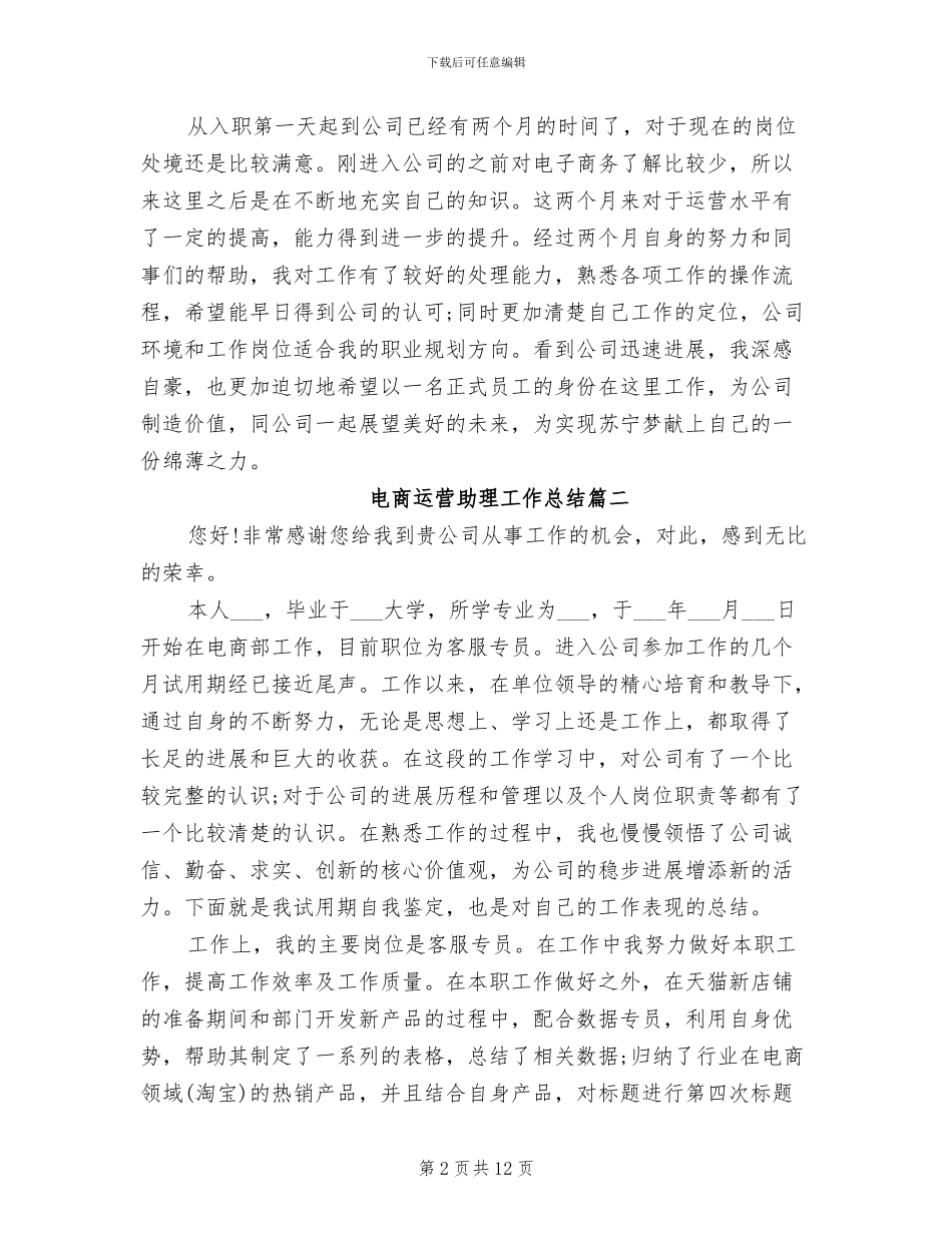 2024年电商运营助理工作总结_第2页