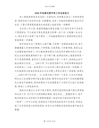 2024年电商运营年终工作总结范文