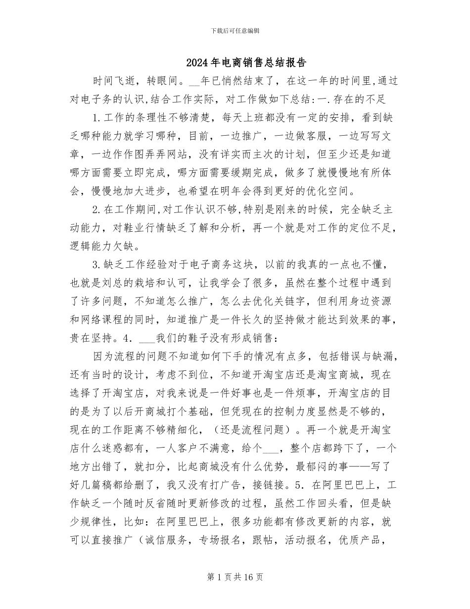 2024年电商销售总结报告_第1页