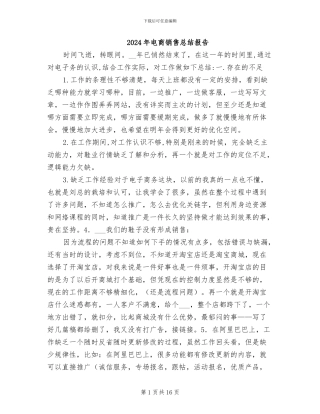 2024年电商销售总结报告