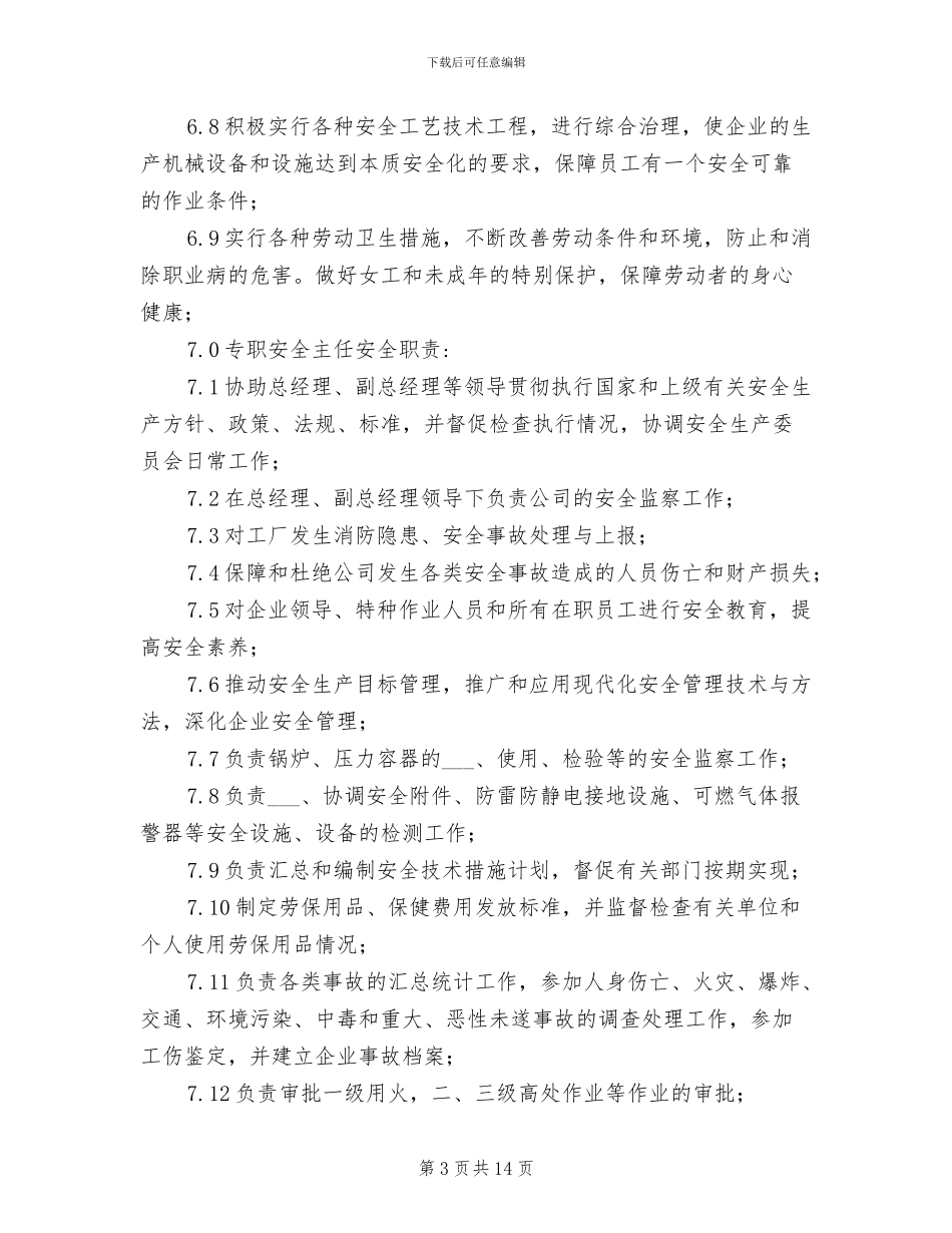 2024年电子厂安全生产责任制度_第3页