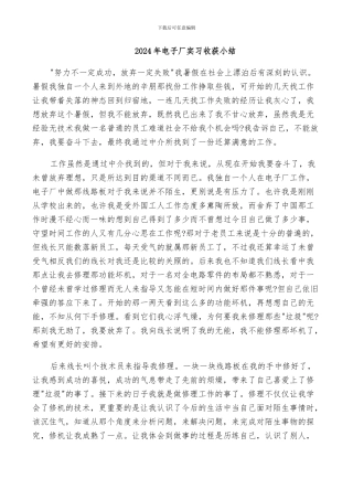 2024年电子厂实习收获小结