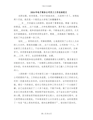 2024年电子商务公司员工工作总结范文