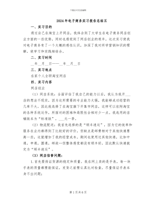 2024年电子商务实习报告总结五
