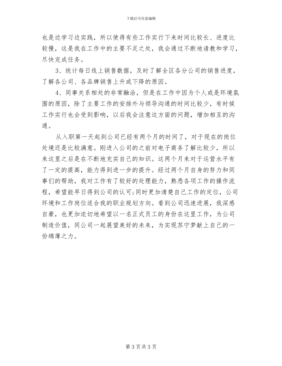 2024年电子商务运营专员试用期工作总结_第3页