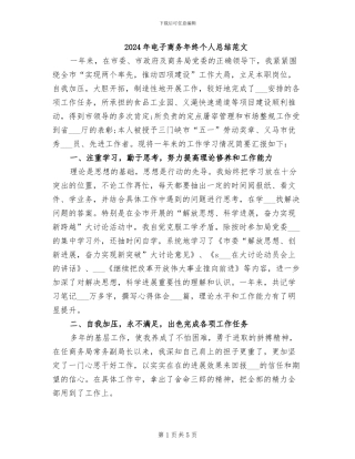 2024年电子商务年终个人总结范文