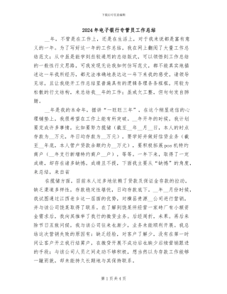 2024年电子银行专管员工作总结