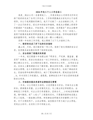 2024年电工个人工作总结三