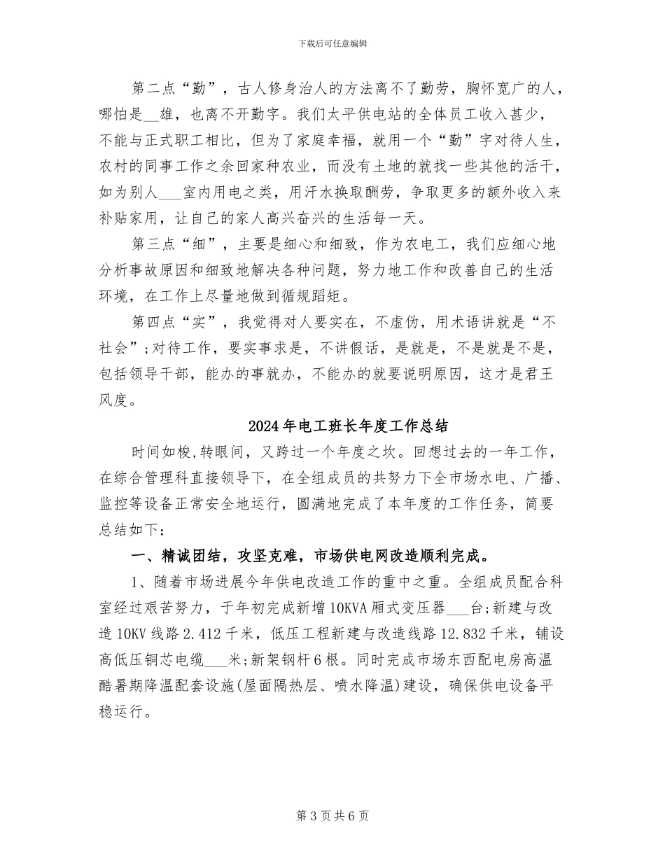 2024年电工班长工作总结_第3页