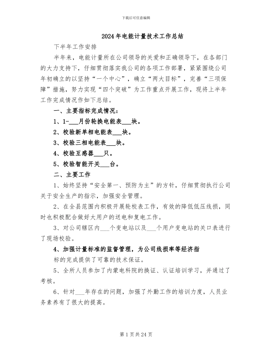 2024年电能计量技术工作总结_第1页