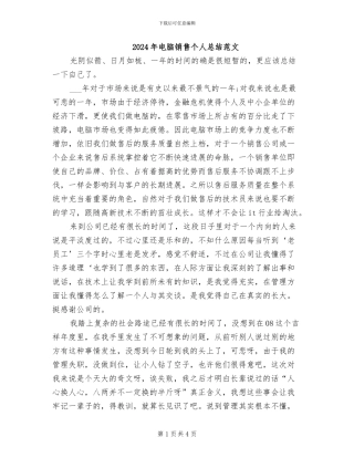 2024年电脑销售个人总结范文