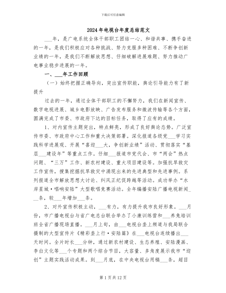2024年电视台年度总结范文_第1页