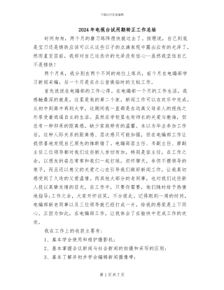 2024年电视台试用期转正工作总结