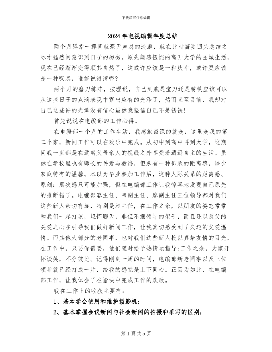 2024年电视编辑年度总结_第1页