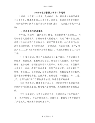 2024年电话营销上半年工作总结