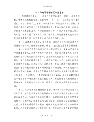 2024年电话营销情况年度总结