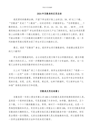 2024年百数表的反思总结