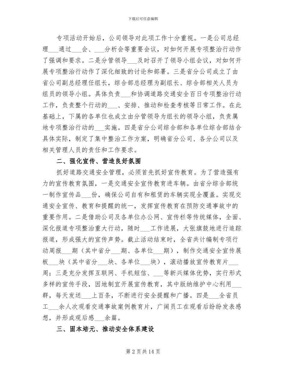 2024年百日道路交通安全专项整治行动工作总结_第2页