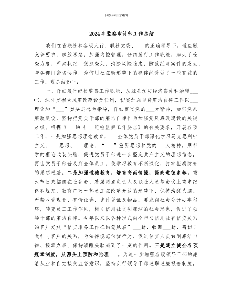 2024年监察审计部工作总结_第1页