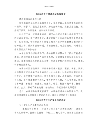 2024年百日清洁活动总结范文