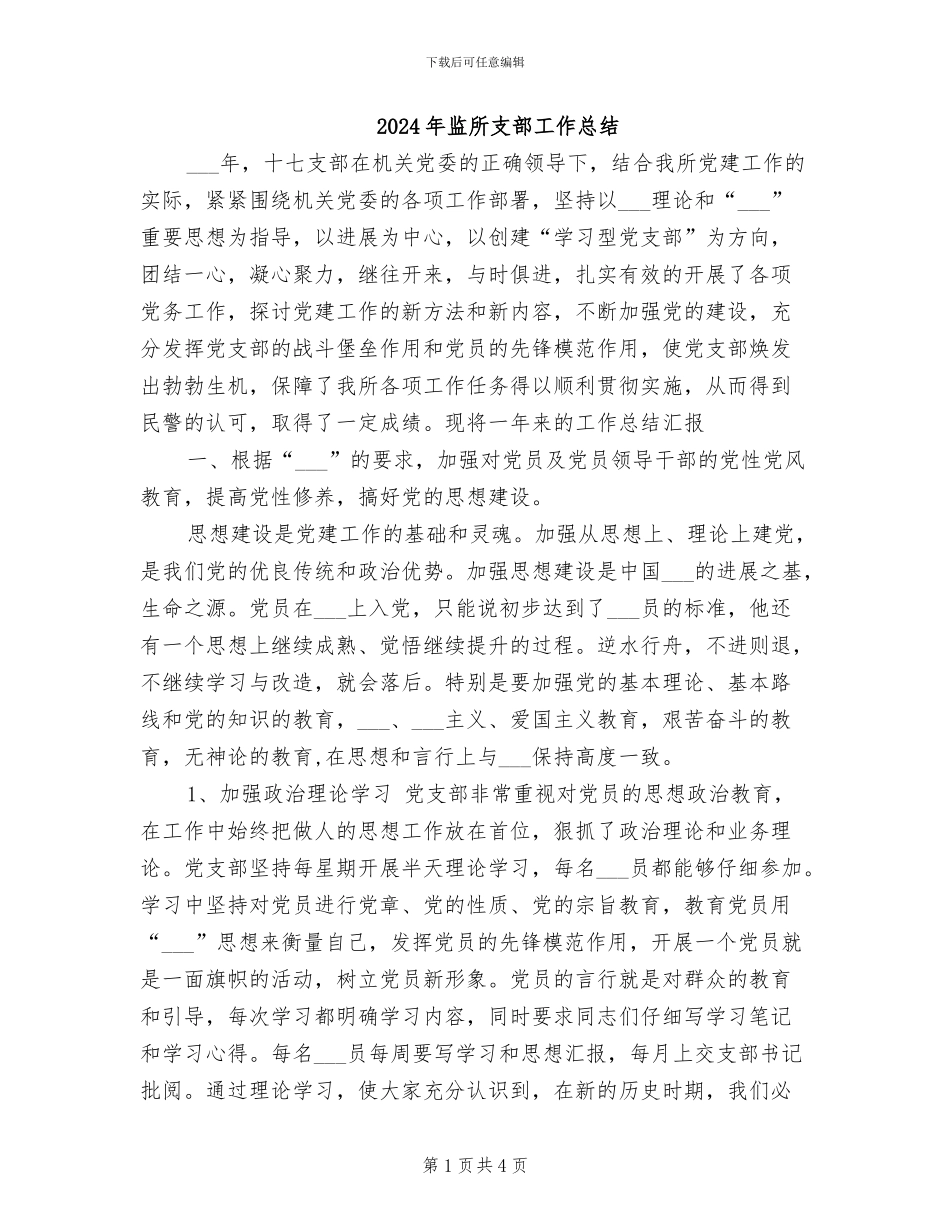 2024年监所支部工作总结_第1页