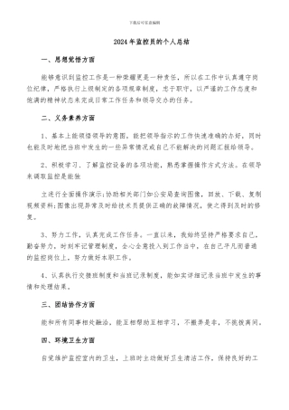2024年监控员的个人总结