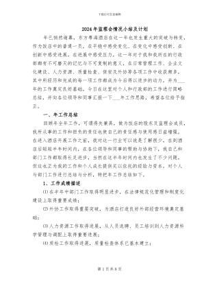 2024年监理会情况小结及计划