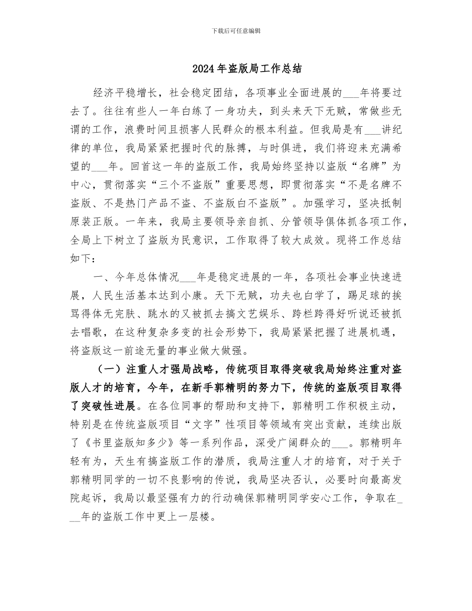 2024年盗版局工作总结_第1页