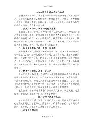 2024年眼科护理年终工作总结